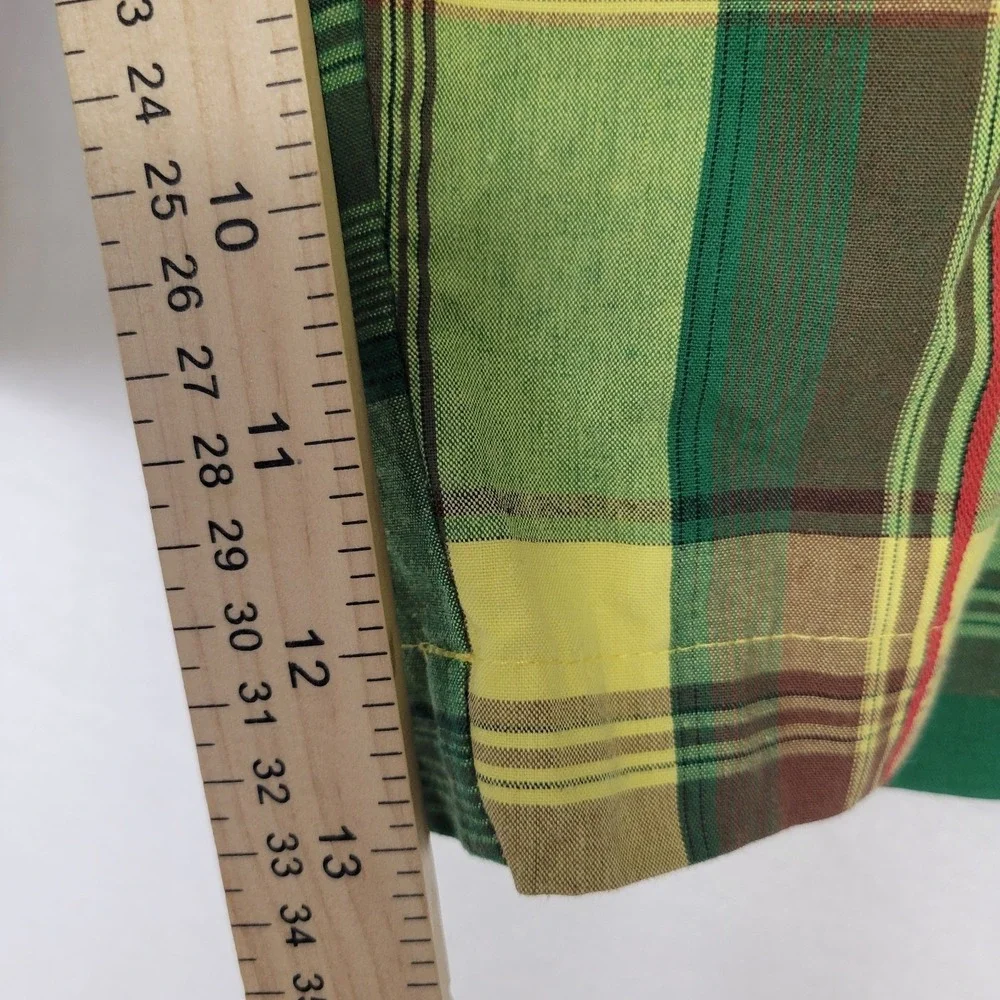 Koman Vintage Cargo Shorts Mens XL 36-38‎ Green Plaid Y2K Retro Gorpcore